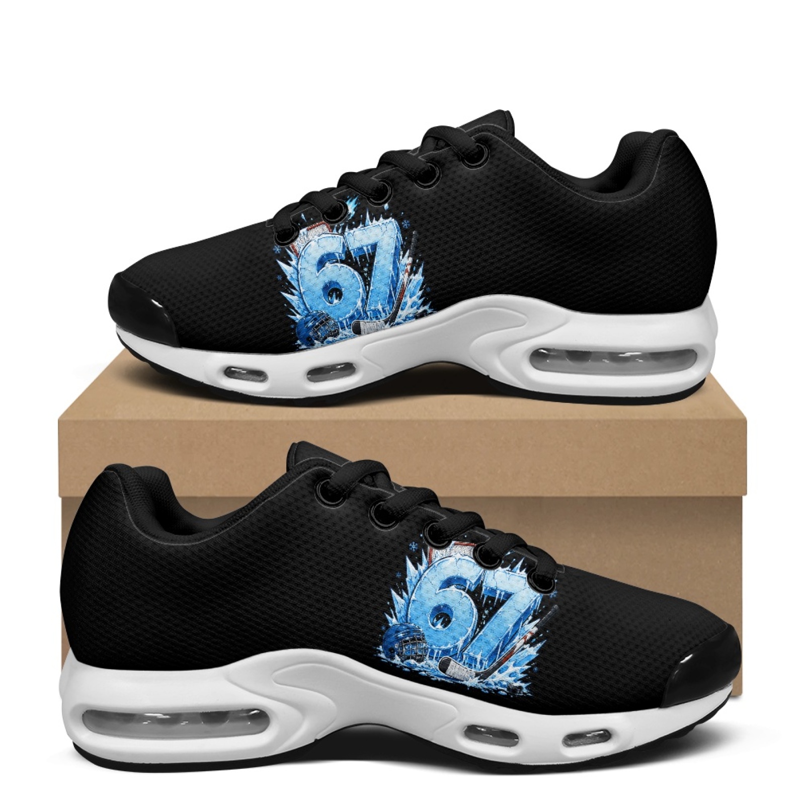 Air Cushion Jogger Shoes Men - PENSTROLL エアークッション メッシュジョガー スニーカー。通気性に優れたカジュアルなメンズ用スポーツシューズ。プエルトリコ柄。