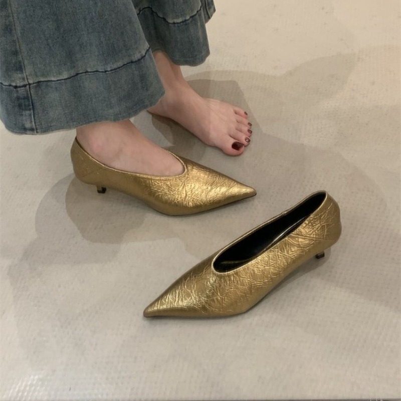 Women'S Shoes - 2025年秋新作 通勤風 フラットヒール 浅口 ポインテッドトゥ シングルシューズ
