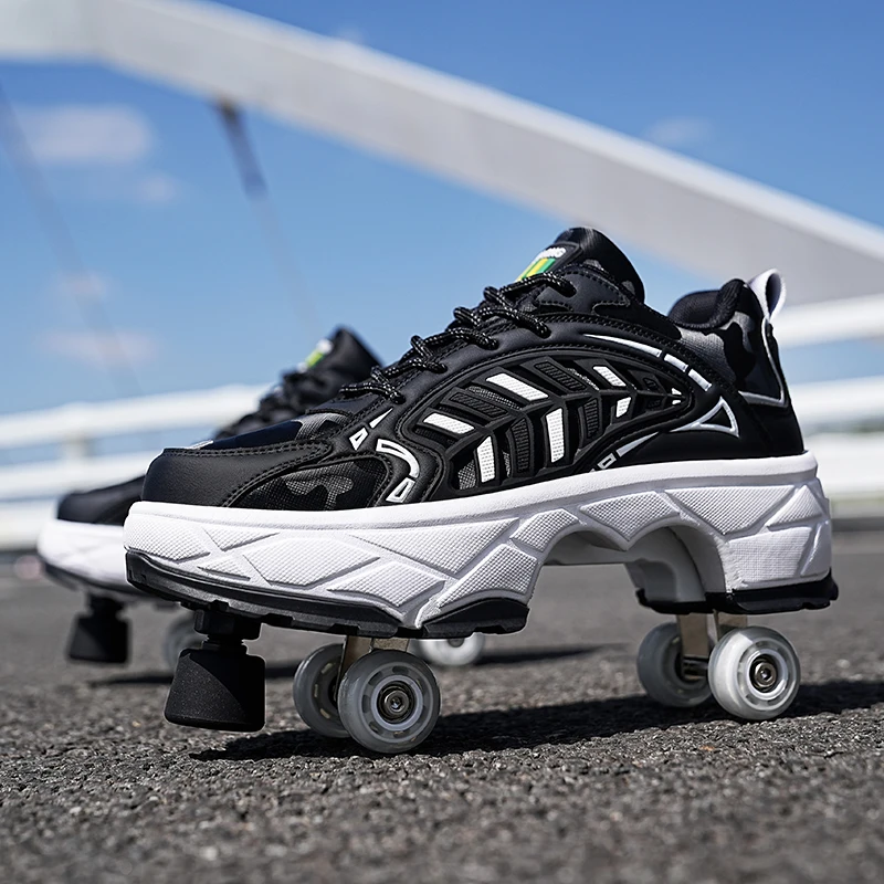 子供用ローラーブレード、4輪、ボタン式、格納式ブレーキ、安定 - Running Shoes のレビューと価格