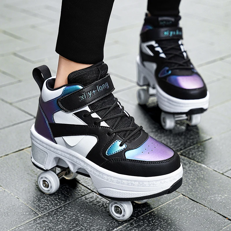 新しい子供用スポーツローラーブレード、変形可能な靴、4輪ロー - Men'S Shoes のレビューと価格