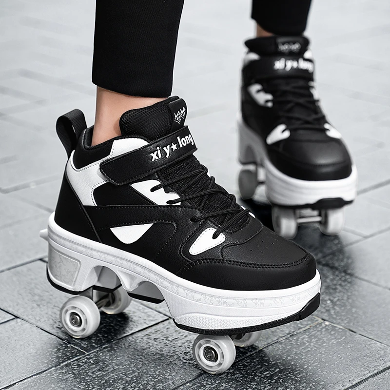 新しい子供用スポーツローラーブレード、変形可能な靴、4輪ロー - Men'S Shoes のレビューと価格