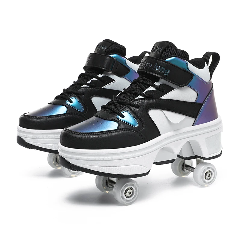 新しい子供用スポーツローラーブレード、変形可能な靴、4輪ロー - Men'S Shoes のレビューと価格