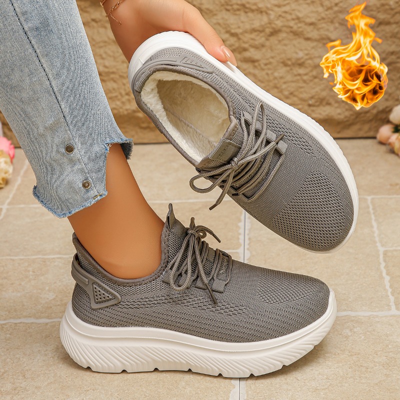 2027年レディース向け、通気性の良いニット素材を使用した軽 - Knit Fabric Lace Up Sneakers のレビューと価格