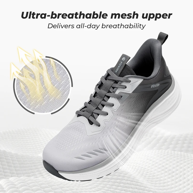フィットビル メンズ スポーツスニーカー。つま先部分が広く設 - Wide Toe Box Running Sneakers のレビューと価格