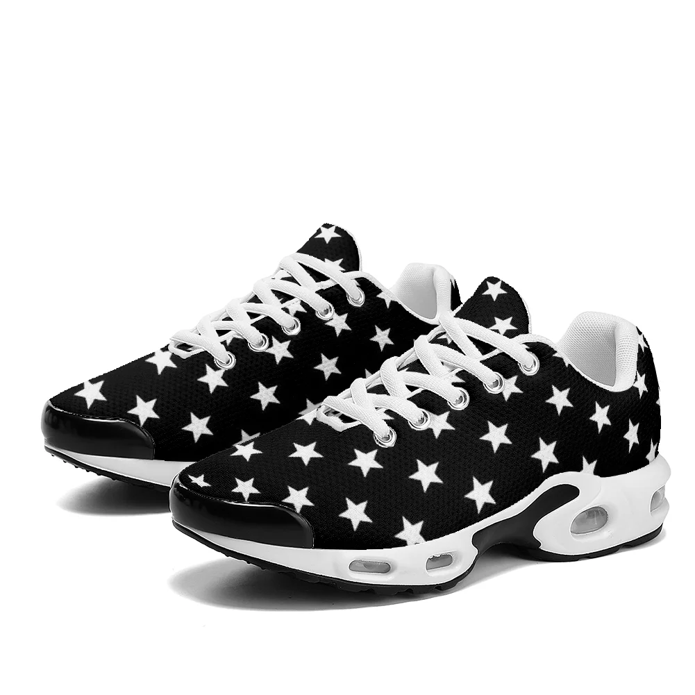 青と黒の五芒星柄プリントのカジュアルエアクッションシューズ、 - Breathable Mesh Athletic Shoes のレビューと価格