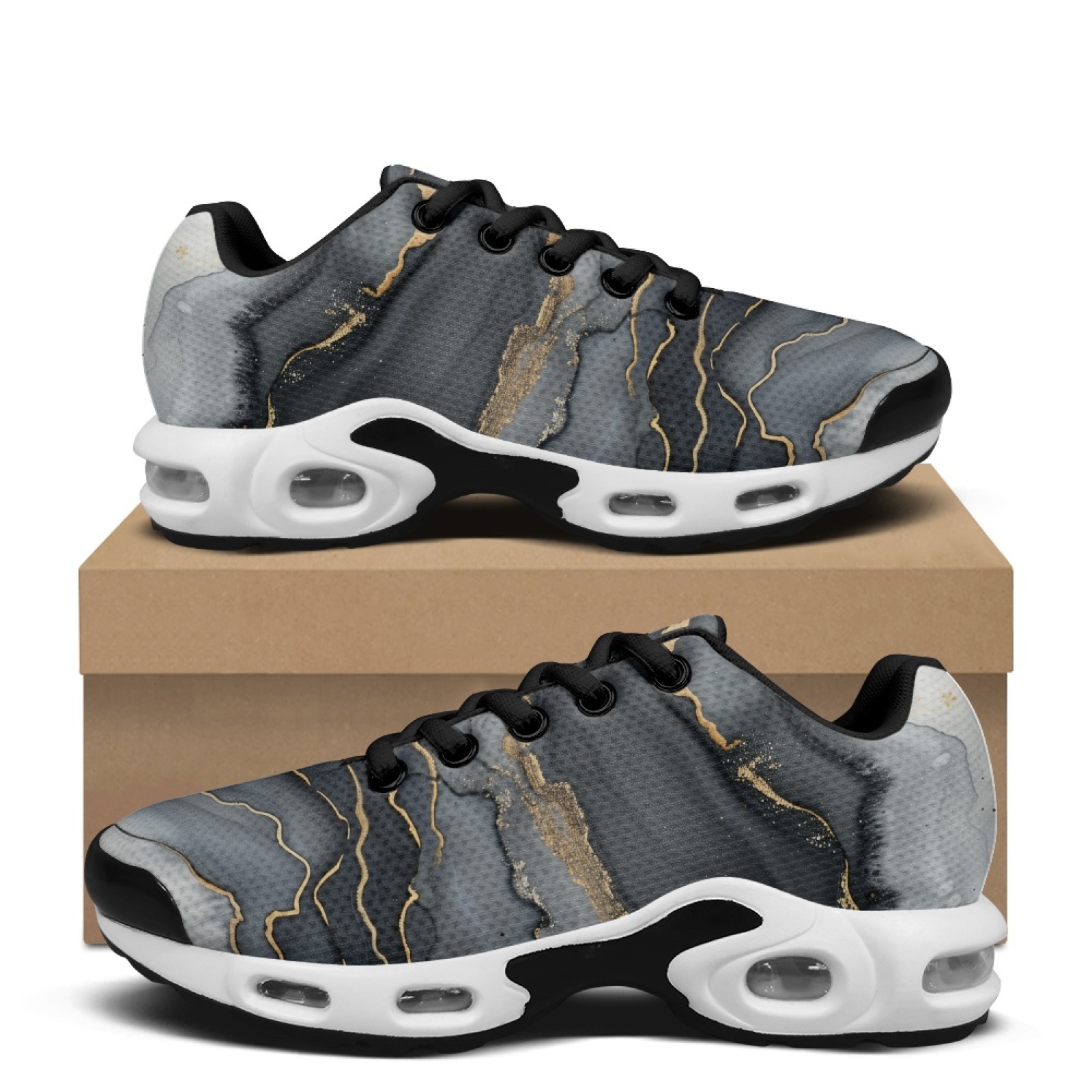 PENSTROLL ブラックゴールドマーブルエアクッションウ - Air Cushion Jogger Shoes Men のレビューと価格